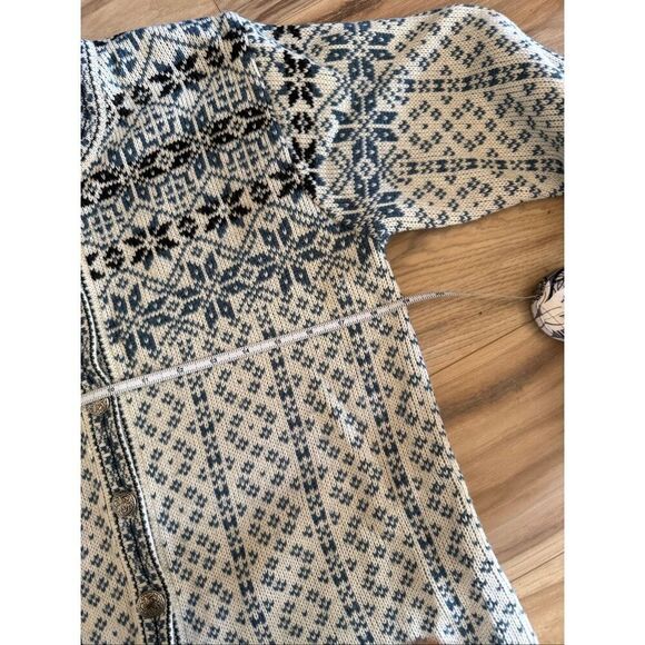 Hasting & Smith Women's Fair Isle Nordic Cardigan Snowflake Wool Sweater Small - Picture 7 of 8